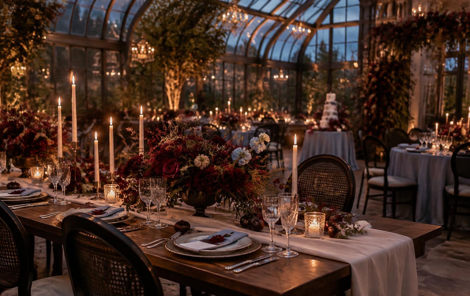 Elegant wedding reception table setting